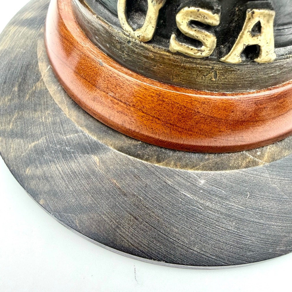 Heavy Cast Brass Bronze Bald Eagle Head Bust Sculpture USA Wood Base 8"‎ - Picture 4 of 16